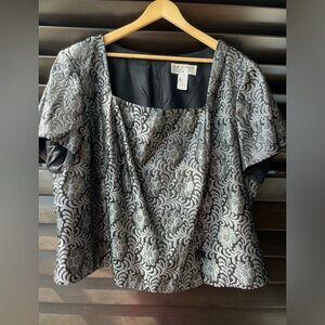 JR Nites Top 24W Black and Silver evening Wear Formal Cocktail